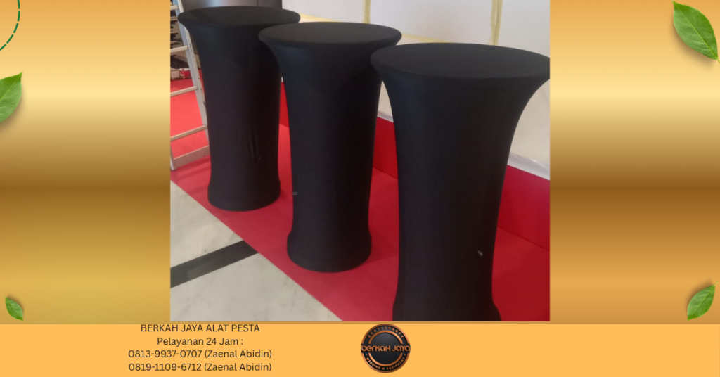 Sewa MEJA BARSTOOL MEJA IBM COVER HITAM KETAT Jakarta Selatan