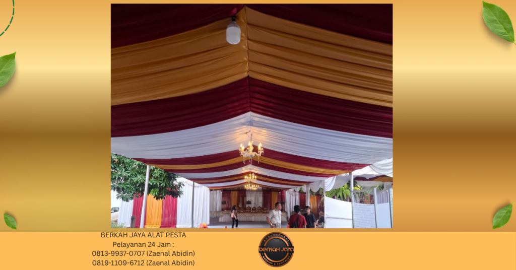 Sewa TENDA DEKOR REMPEL KAIN MERAH PUTIH GOLD Jakarta Selatan