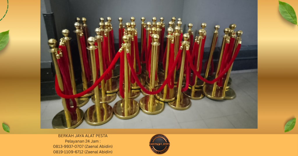 Sewa TIANG ANTRIAN VIP GOLD TALI BLUDRU MERAH Jakarta Selatan