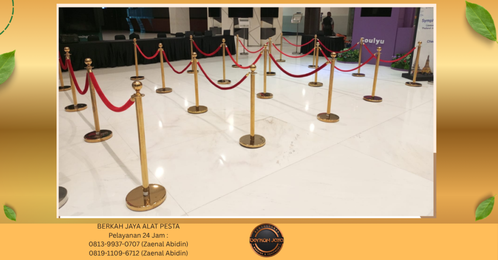 Sewa TIANG ANTRIAN VIP GOLD TALI BLUDRU MERAH Jakarta Selatan