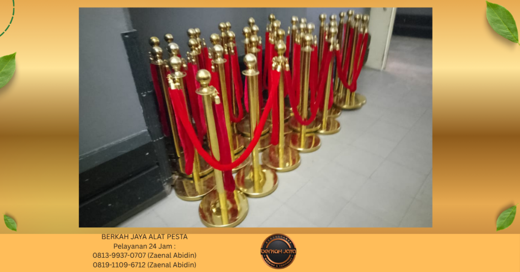 Sewa TIANG ANTRIAN VIP GOLD TALI BLUDRU MERAH Jakarta Selatan