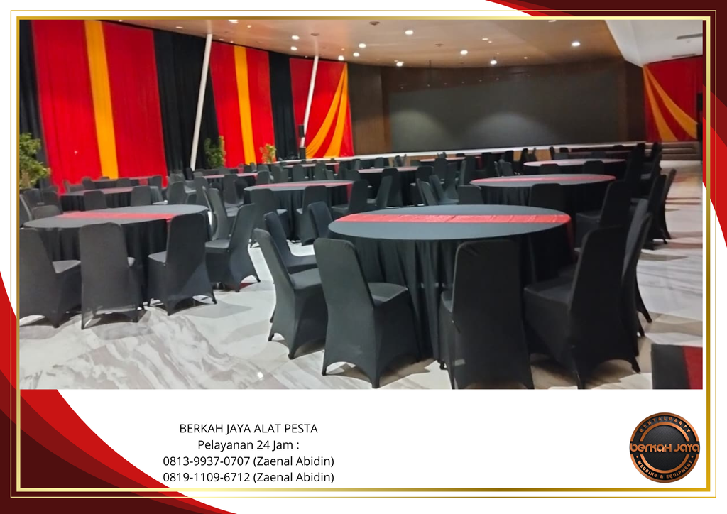 Sewa Round Table Cover Hitam Kursi Susun Sarung Hitam Jakarta Selatan