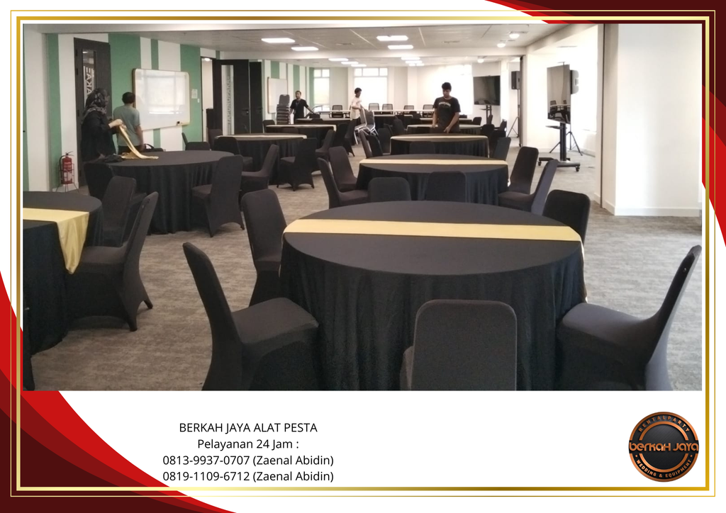 Sewa Round Table Cover Hitam Kursi Susun Sarung Hitam Jakarta Selatan