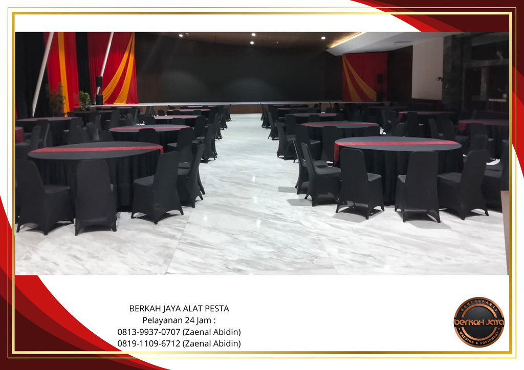 Sewa Round Table Cover Hitam Kursi Susun Sarung Hitam Jakarta Selatan