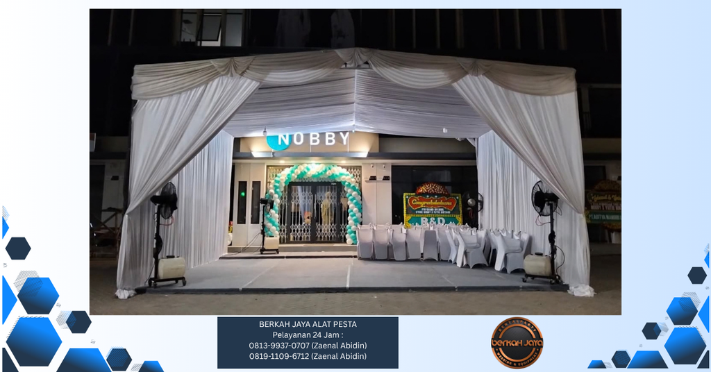 Rental Tenda Hanggar Dekor Serut Putih Jakarta Selatan 081399370707