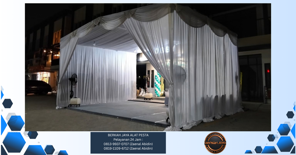 Rental Tenda Hanggar Dekor Serut Putih Jakarta Selatan 081399370707