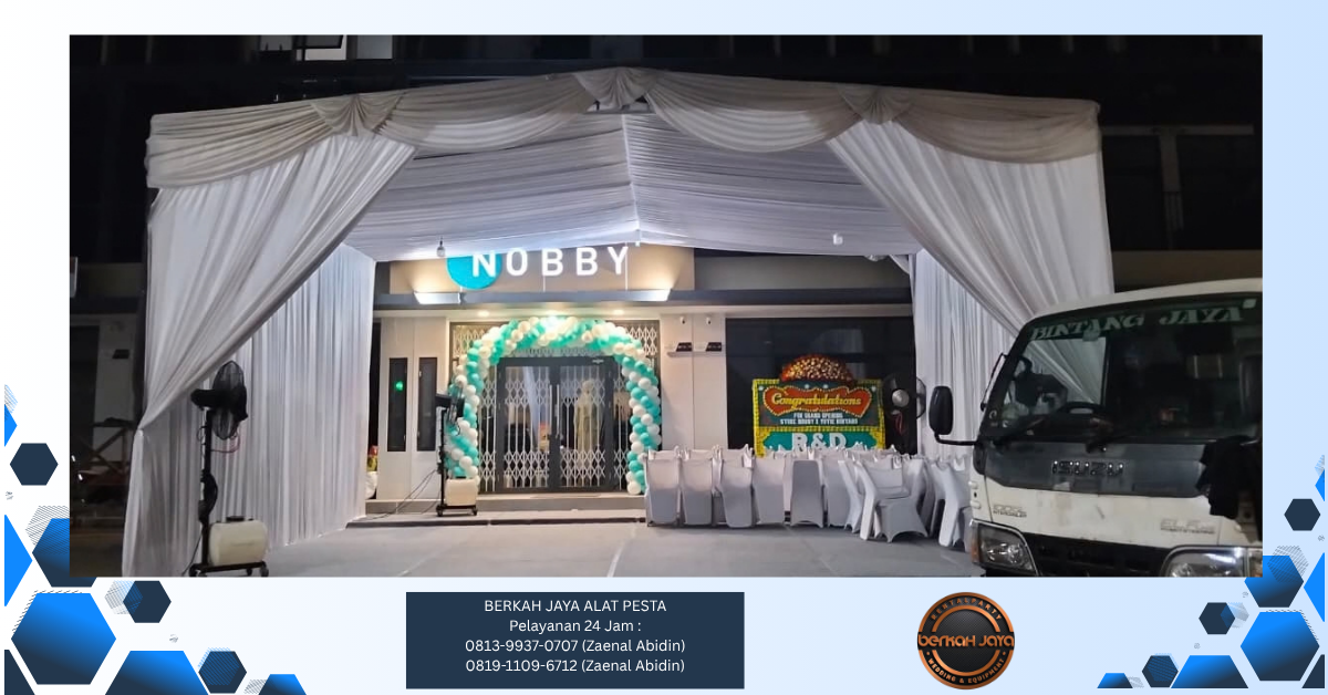 Rental Tenda Hanggar Dekor Serut Putih Jakarta Selatan 081399370707