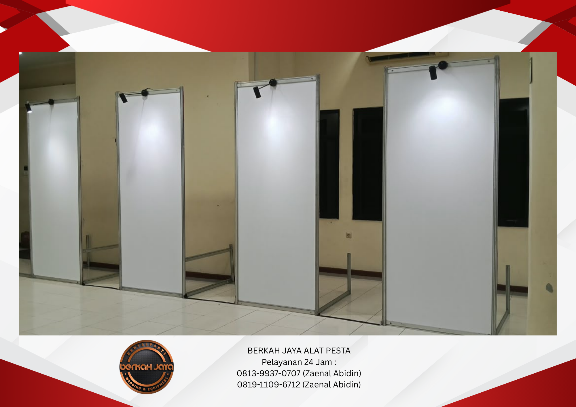 Sewa Partisi Putih Dan Lampu Spot Light Jakarta Selatan 081399370707