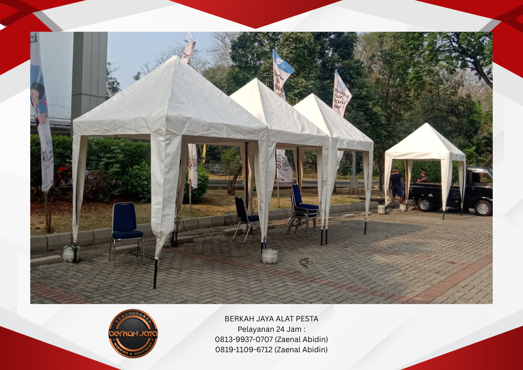 Sewa Tenda Bazar Putih Biru Ukuran 3x3m Jakarta Selatan 081399370707