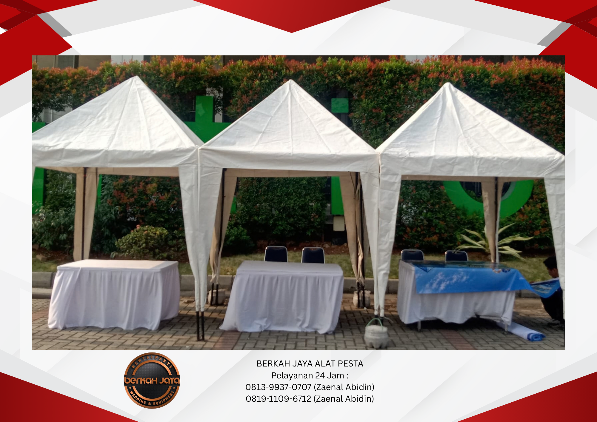 Sewa Tenda Bazar Putih Biru Ukuran 3x3m Jakarta Selatan 081399370707