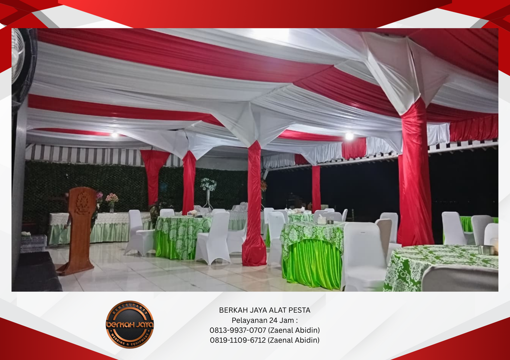 Sewa Tenda Dekor Serut Putih Merah Jakarta Selatan 081399370707