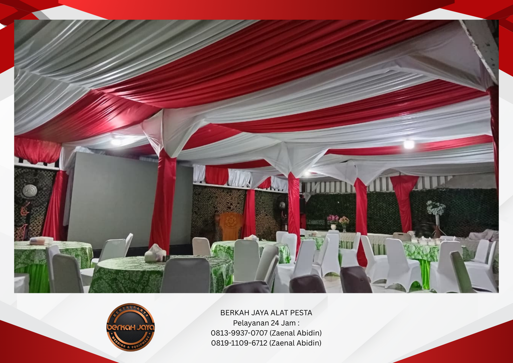 Sewa Tenda Dekor Serut Putih Merah Jakarta Selatan 081399370707