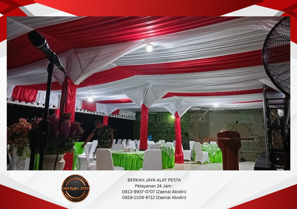Sewa Tenda Dekor Serut Putih Merah Jakarta Selatan 081399370707